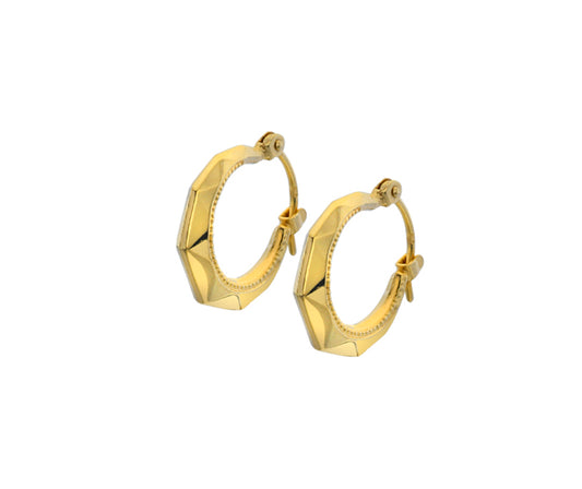 9ct Gold Faceted Creole Hoop Earrings - John Ross Jewellers