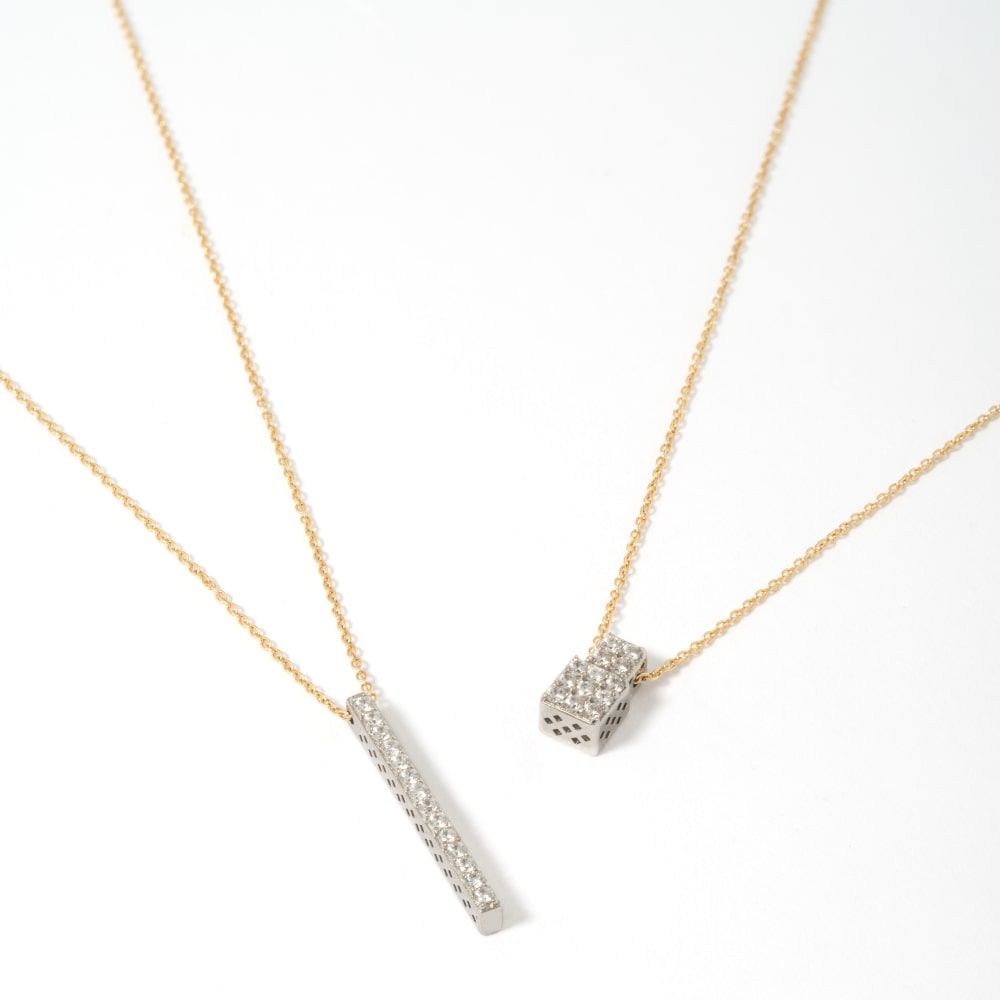 REBECCA Lux Diamond Baguette Necklace | 18ct Yellow Gold - John Ross Jewellers