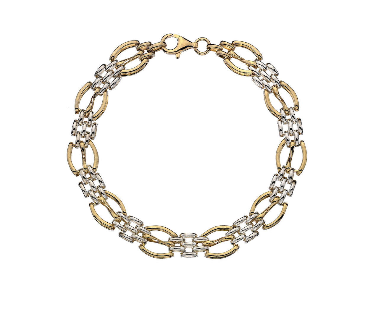 9ct Gold Two Tone Panther Gate Bracelet | 7.5" - John Ross Jewellers