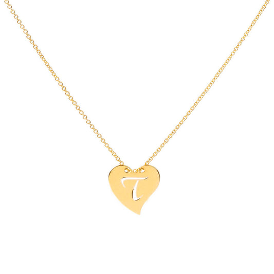 9ct gold Rebecca MyWorld letter necklace with heart initial pendant, featuring a delicate and stylish design by Industrie Testi.
