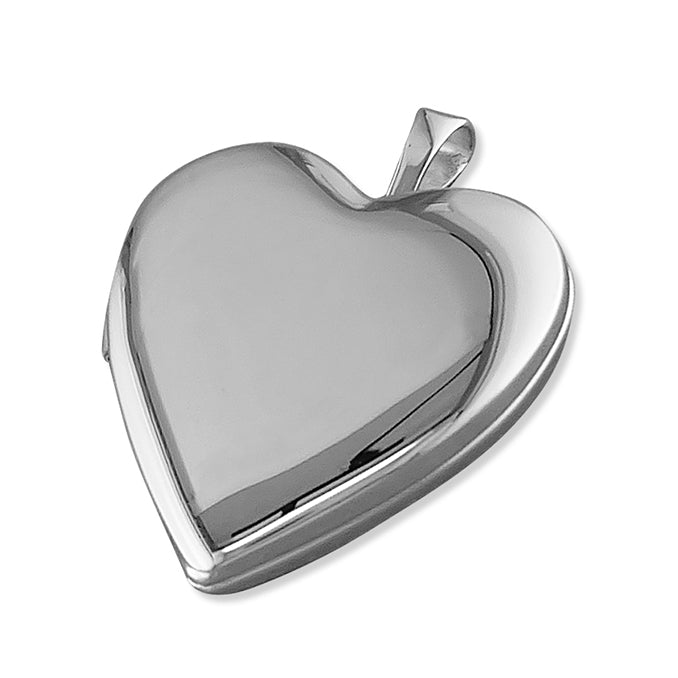 Silver Polished Heart Locket & Chain | Plain - John Ross Jewellers