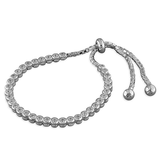 Silver Rubover CZ Toggle Tennis Bracelet - John Ross Jewellers