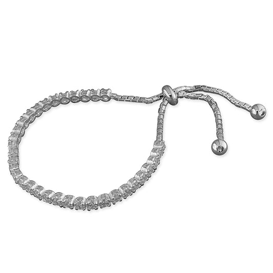 Silver Claw Set CZ Toggle Tennis Bracelet - John Ross Jewellers