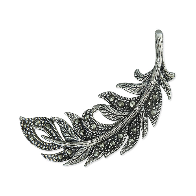 Silver Marcasite Feather Brooch - John Ross Jewellers