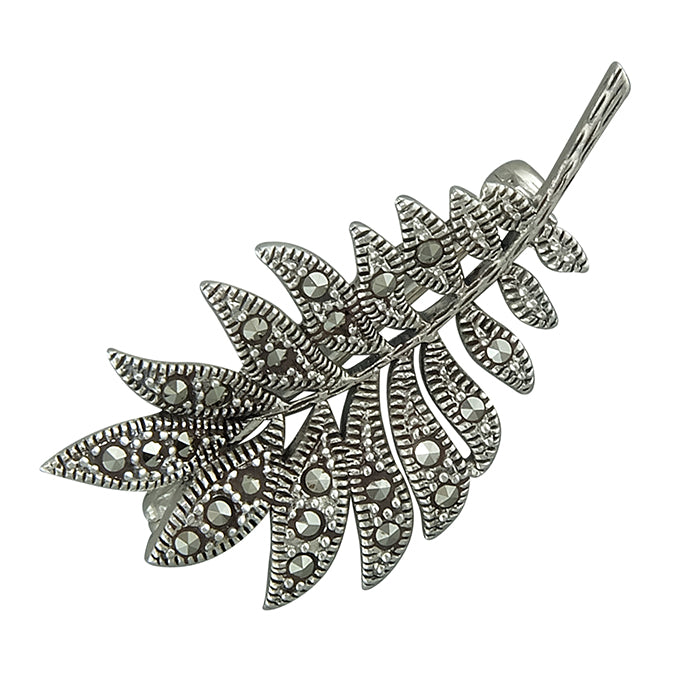 Silver Marcasite Fern Leaf Brooch - John Ross Jewellers