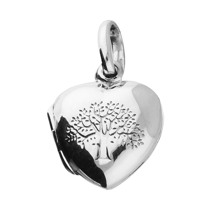 Silver Tree of Life Heart Locket & Chain | Small - John Ross Jewellers