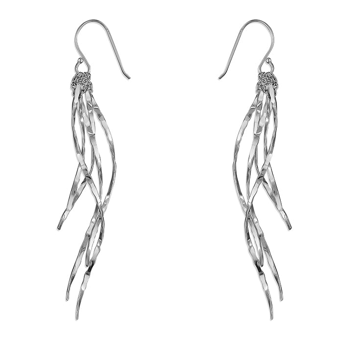 Silver Long Swizzle Stick Long Drop Earrings - John Ross Jewellers
