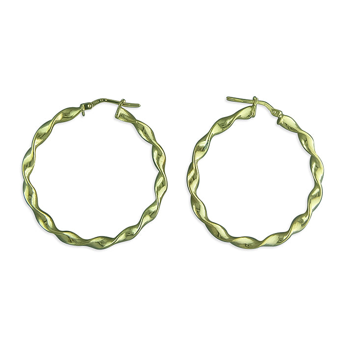 SUNSHINE 36mm Twist Hoop Earrings - Gold - John Ross Jewellers