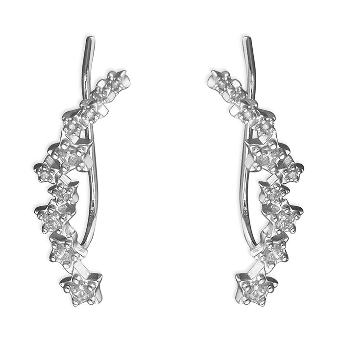 Silver CZ Stars Ear Climbers - John Ross Jewellers