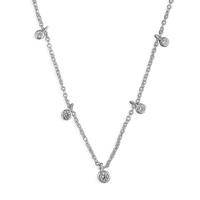 Silver Necklace with CZ Charms | 41cm - John Ross Jewellers