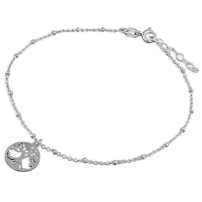 Silver Anklet - Tree of Life Charm | 25cm - John Ross Jewellers