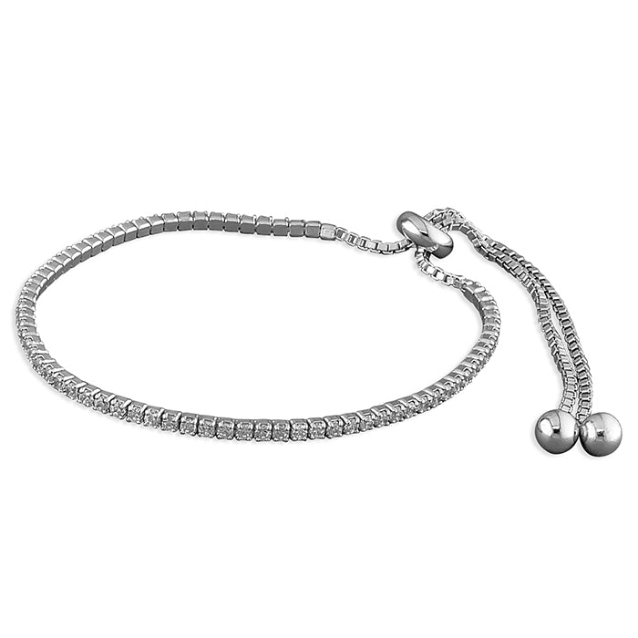 Silver Claw Set CZ Toggle Tennis Bracelet | 2mm CZs - John Ross Jewellers