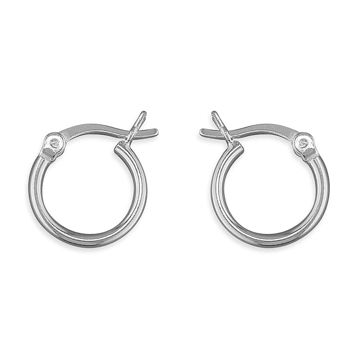 Silver Small Classic Tube Hoop Earrings | 12mm - John Ross Jewellers