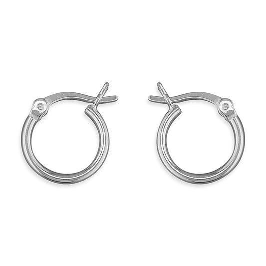 Silver Small Classic Tube Hoop Earrings | 12mm - John Ross Jewellers