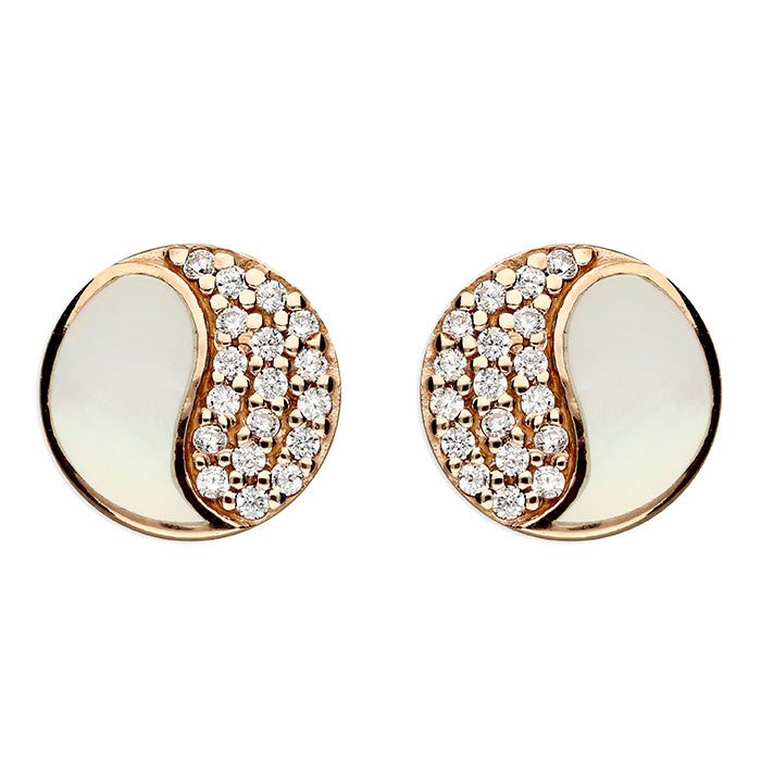 Rose Silver Yin-Yang CZ Stud Earrings - John Ross Jewellers