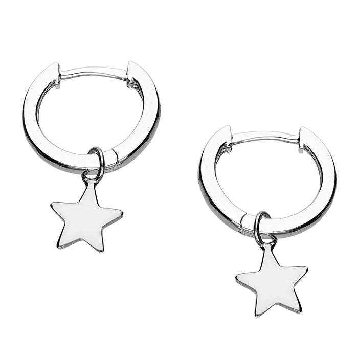 Silver Star Charm Huggie Earrings - John Ross Jewellers