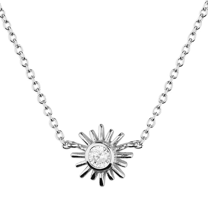Silver CZ Sun Necklace - John Ross Jewellers