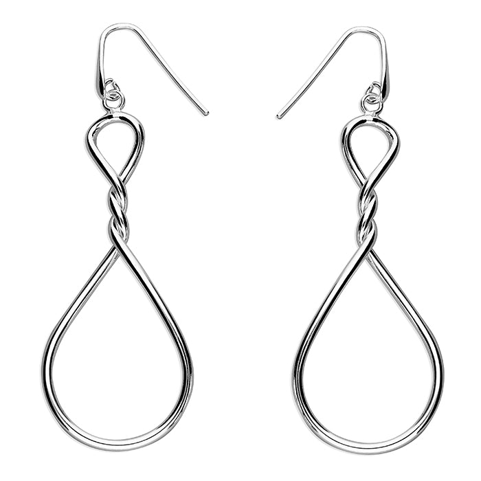 Silver Open Twist Long Drop Earrings - John Ross Jewellers