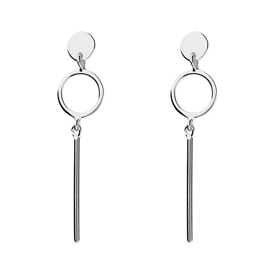 Silver Bar & Disc Drop Earrings - John Ross Jewellers