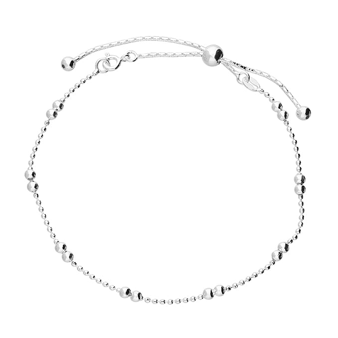 Silver Anklet - Beaded Slider | 23-25cm - John Ross Jewellers