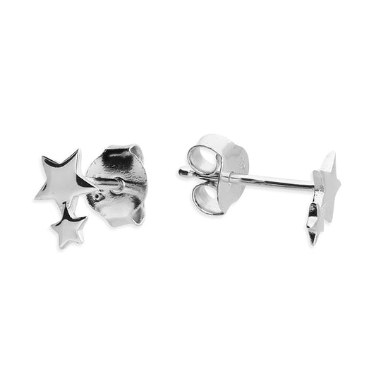 Silver Two Star Stud Earrings - John Ross Jewellers
