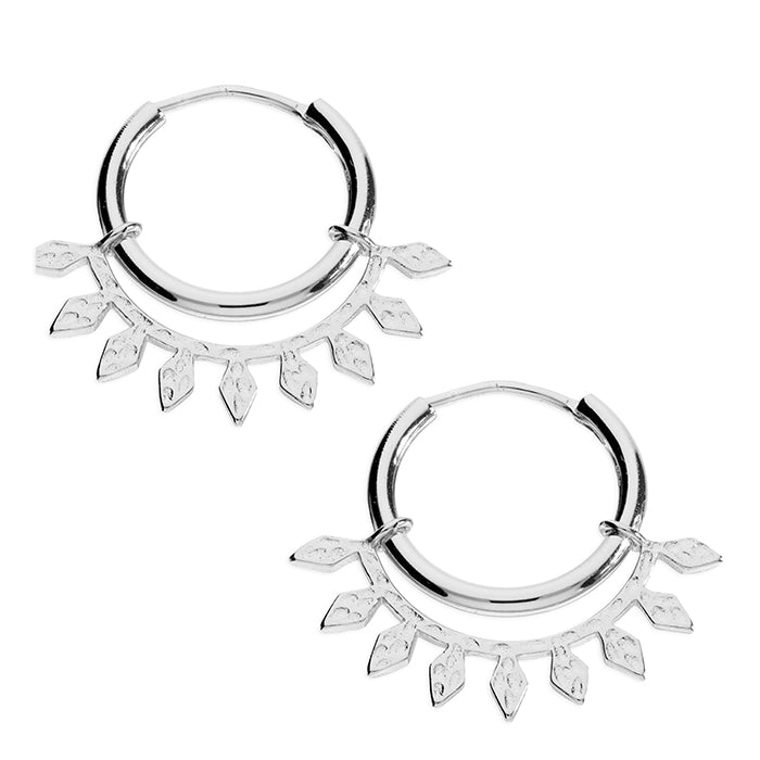 Silver Aztec Hoop Earrings - John Ross Jewellers