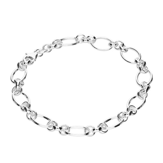 Silver Oval Figaro Bracelet - John Ross Jewellers