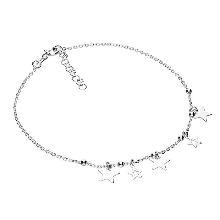 Silver Anklet - Five Star Charms | 23-26cm - John Ross Jewellers