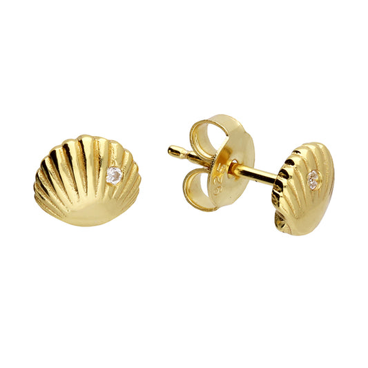 SUNSHINE CZ Shell Stud Earrings - John Ross Jewellers