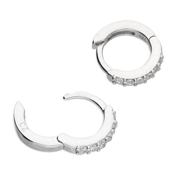 Silver CZ Huggie Earrings - 10mm - John Ross Jewellers