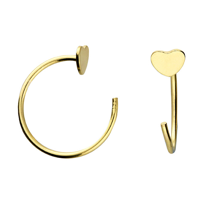 Sunshine Heart Pull Through Hoop Earrings 12mm - John Ross Jewellers