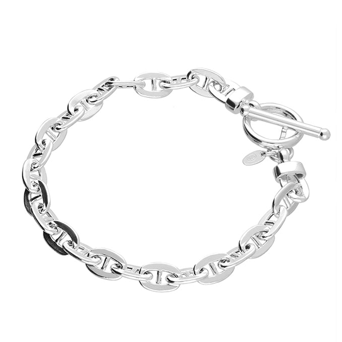 Silver Chunky Anchor Link T-Bar Bracelet - John Ross Jewellers