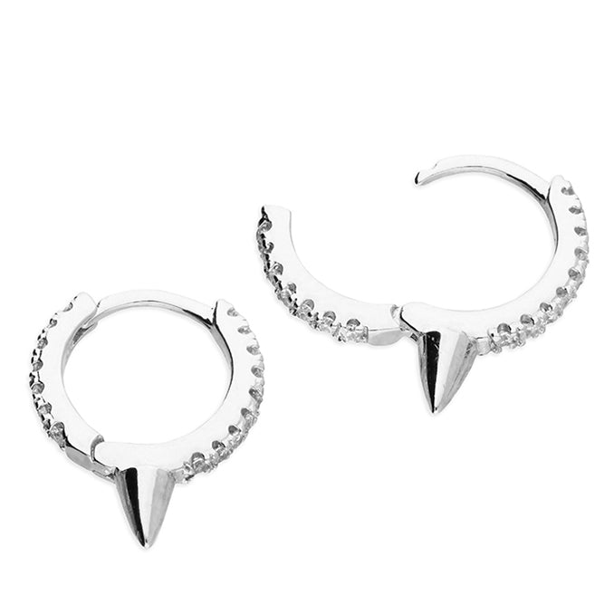Silver CZ Bullet Huggie Earrings - John Ross Jewellers