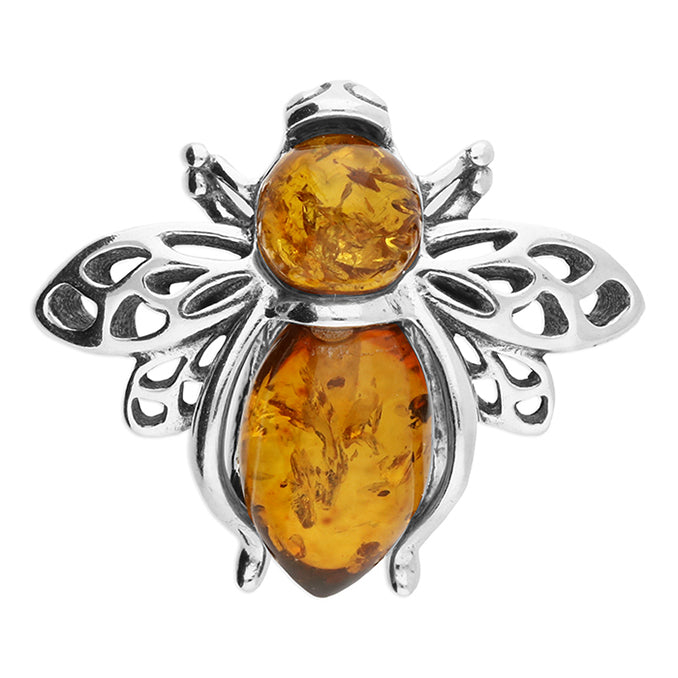 Silver Amber Bee Pin - John Ross Jewellers