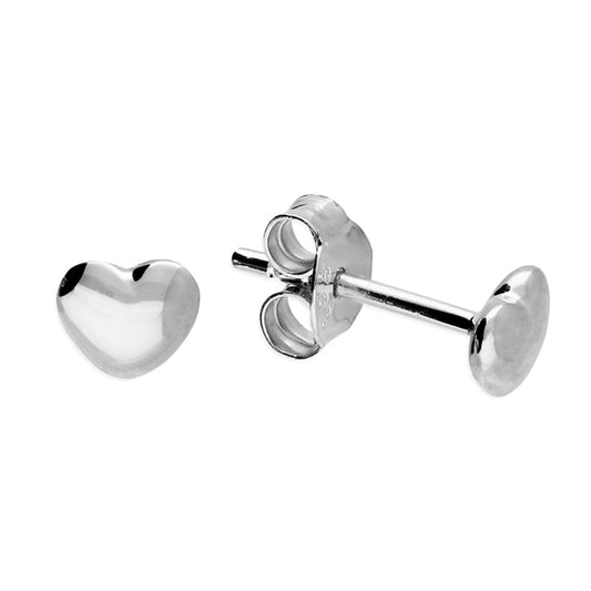 Silver Solid Heart Stud Earrings - John Ross Jewellers