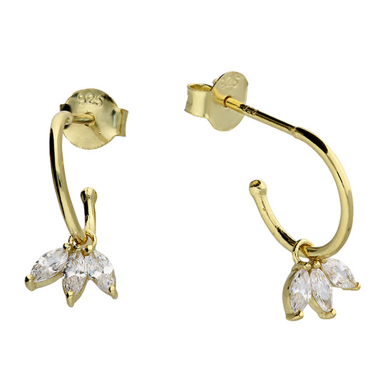 SUNSHINE Lotus CZ Huggie Earrings - John Ross Jewellers