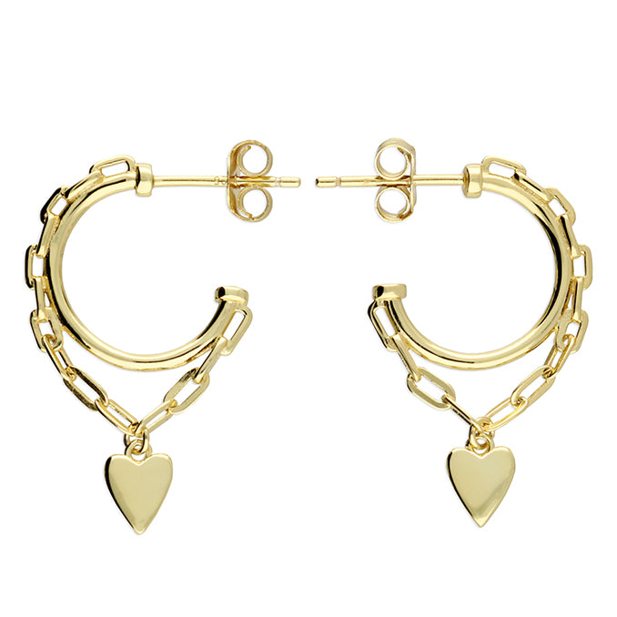 SUNSHINE Heart Chain Hoop Earrings - John Ross Jewellers