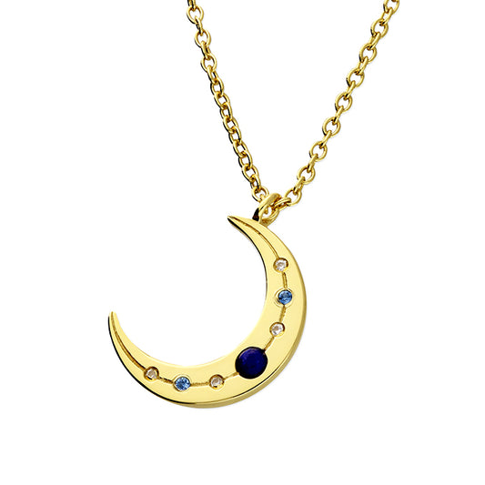 Sunshine Lapis Crescent Moon Necklace - John Ross Jewellers