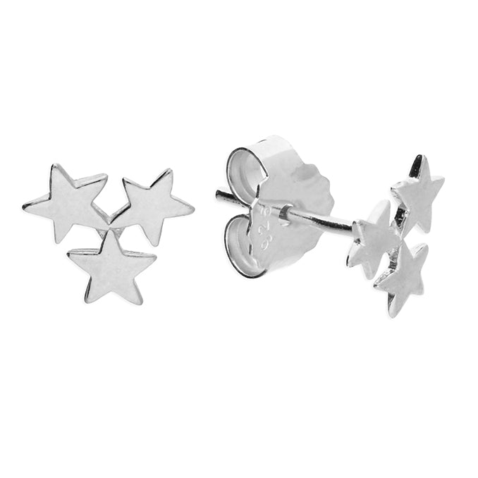 Silver Star Cluster Stud Earrings - John Ross Jewellers