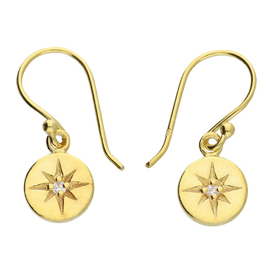 Sunshine CZ Compass Disc Drop Earrings - John Ross Jewellers