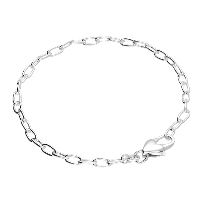 Silver Charm Bracelet With Heart Lock Clasp - John Ross Jewellers