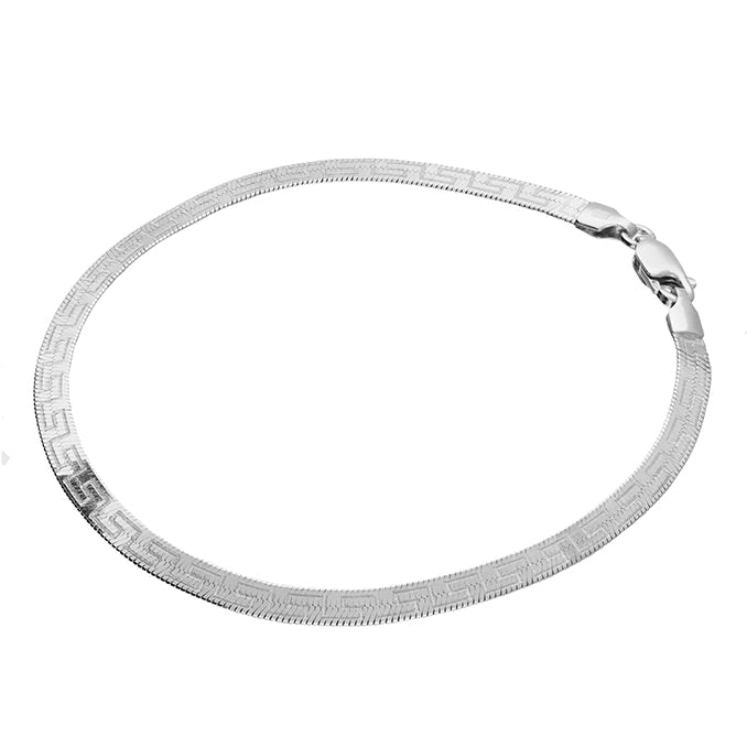 Silver Greek Pattern Herringbone Bracelet - John Ross Jewellers