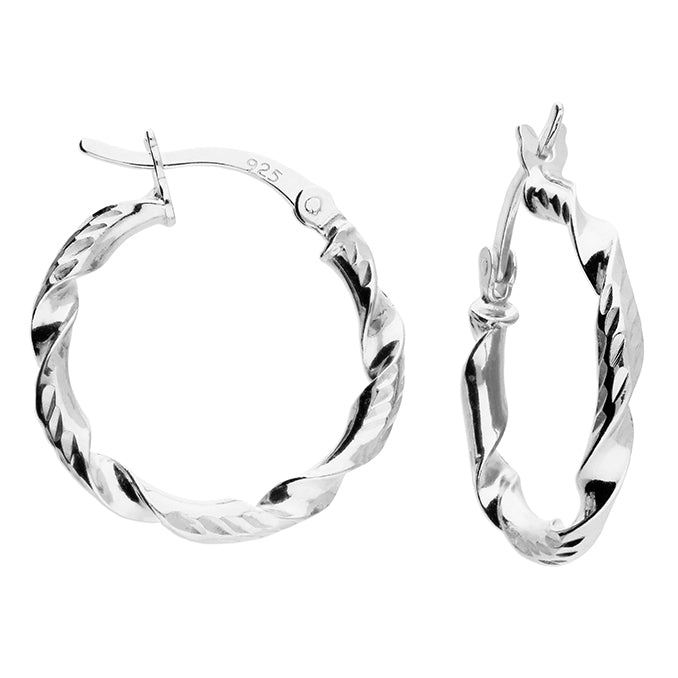 Silver Chunky Twist Hoop Earrings | 20mm - John Ross Jewellers