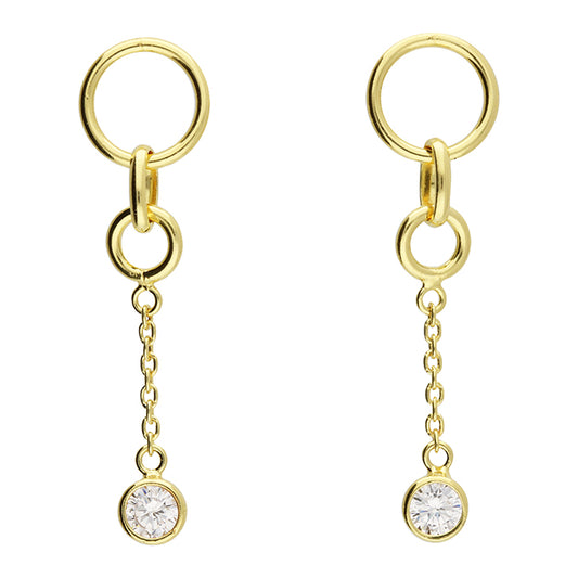 Sunshine CZ & Circle Chain Drop Earrings - John Ross Jewellers