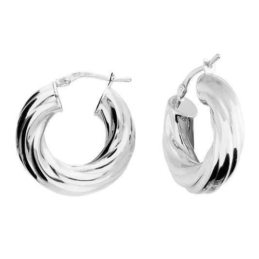 Silver Super Chunky Twist Hoop Earrings | 20mm - John Ross Jewellers