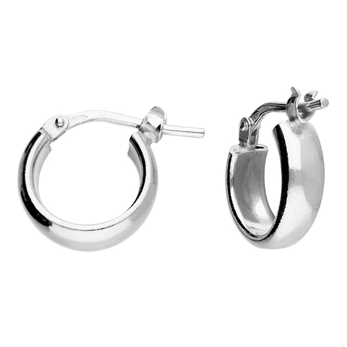 Silver Wide Huggie Hoop Earrings | 12mm - John Ross Jewellers