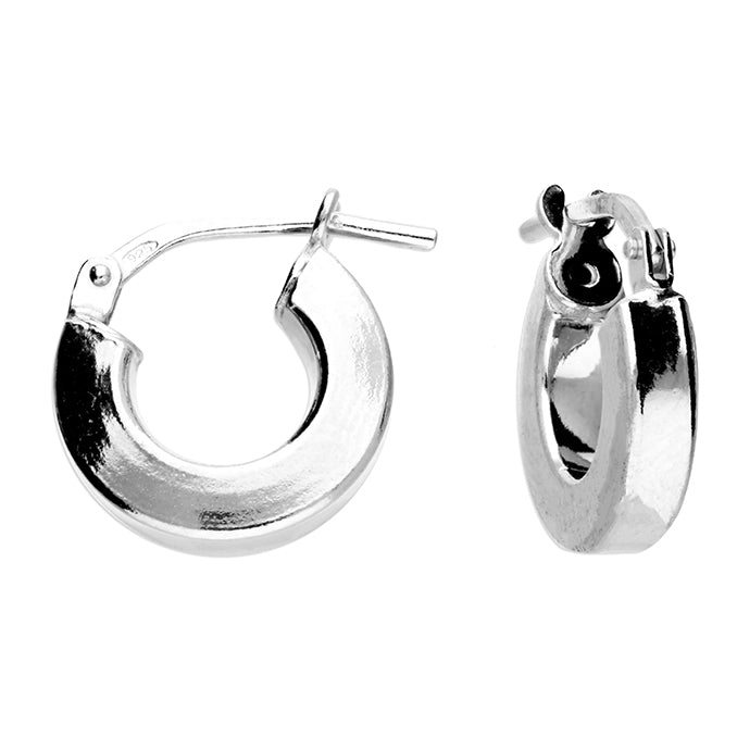 Silver Square Tube Huggie Hoop Earrings | 12mm - John Ross Jewellers