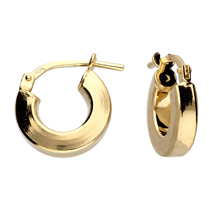 Sunshine Square Tube Huggie Hoop Earrings | 12mm - John Ross Jewellers