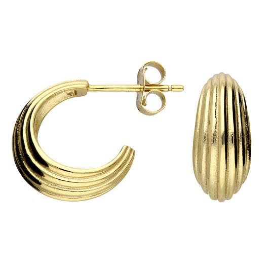 Sunshine Lined Hoop Earrings | 15mm - John Ross Jewellers