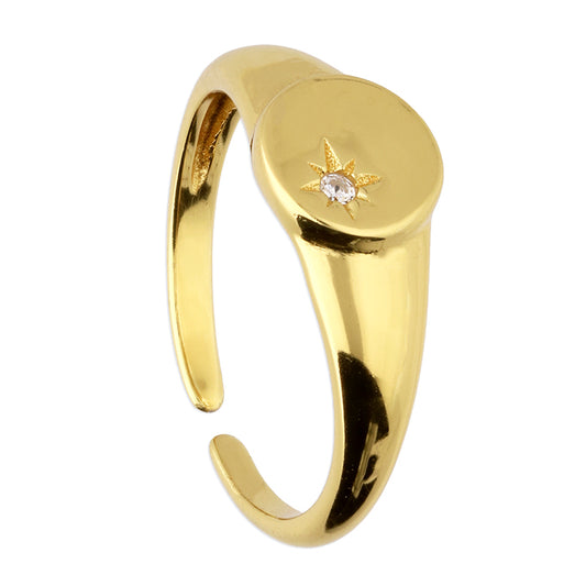 Sunshine Star CZ Signet Ring - Open - John Ross Jewellers